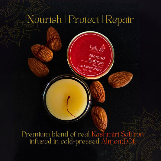 Almond Saffron Lip Moisturizer (9 gm), Rustic Art