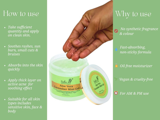 Aloe Vera Cucumber Mint Gel (100gm), Rustic Art