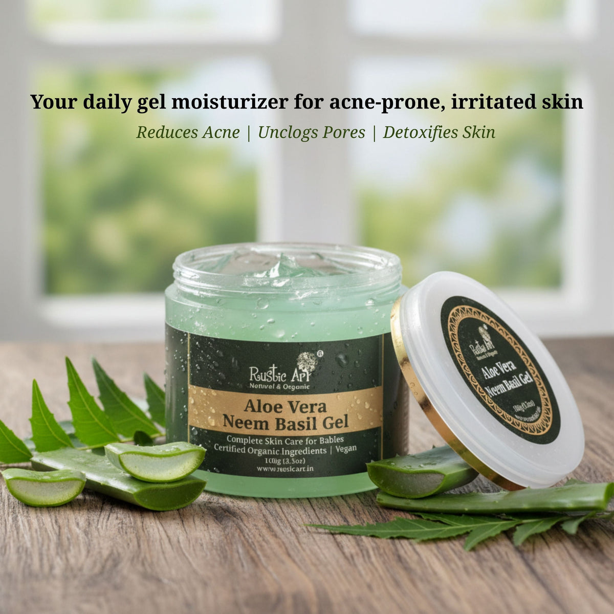 Neem Basil Aloe Vera Gel 100 gm| Soothes Acne, Rashes & Irritation
