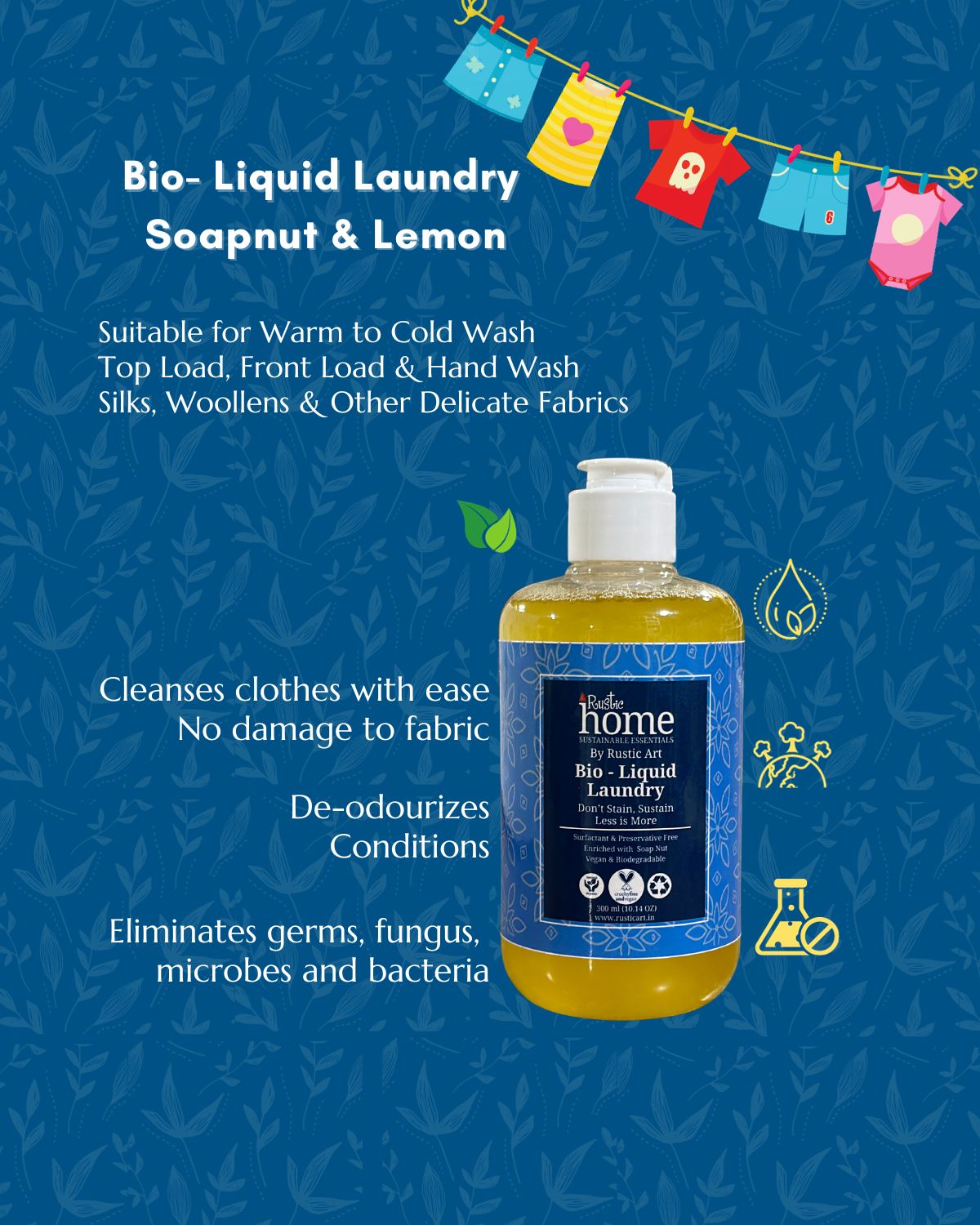 Organic Bio-Liquid Laundry (300ml), Rustic Home