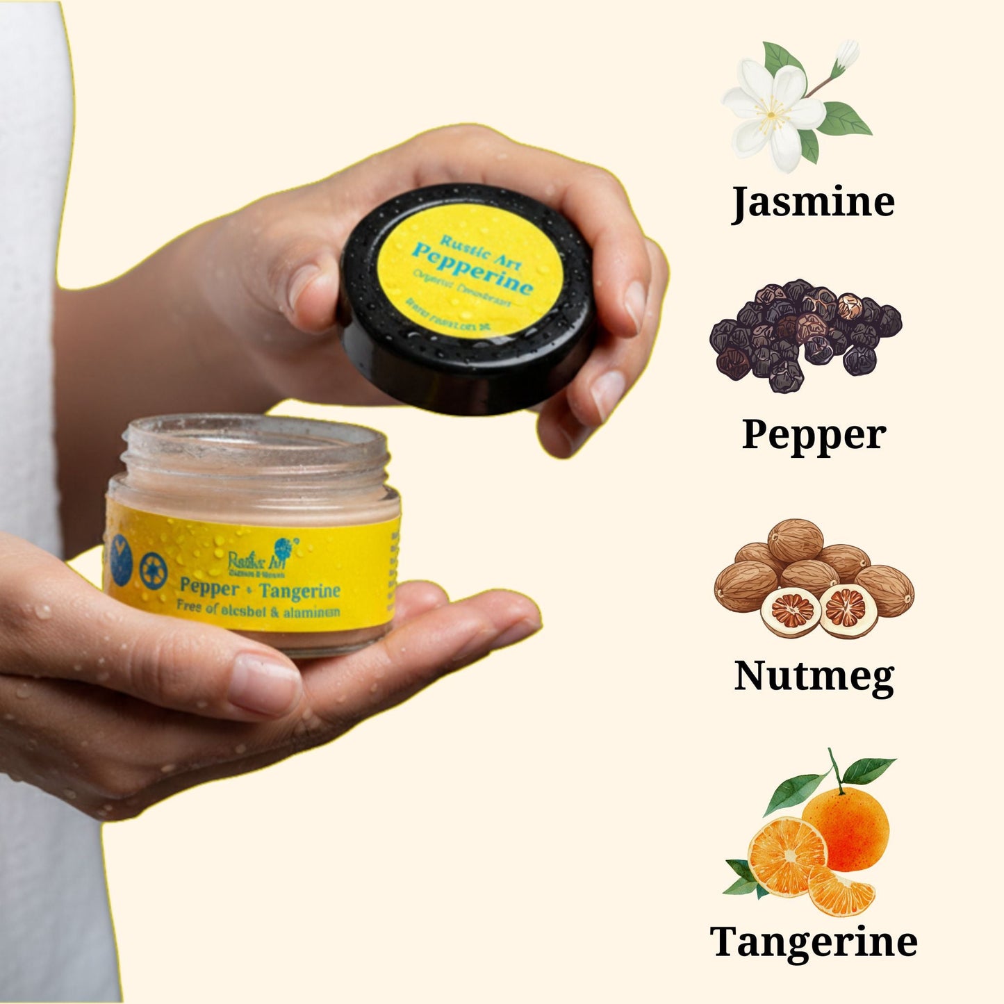 Pepperine Organic Deodorant Balm with Vitamin E (12g), Rustic Art
