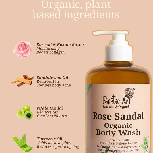 Rose Sandal Body Wash (300ml), Rustic Art
