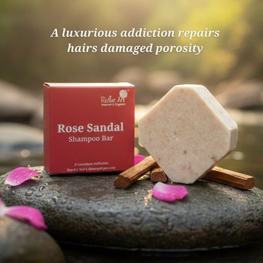 Rose Sandal Shampoo Bar | Dry Damaged Hair, Frizzy Hair (75g)