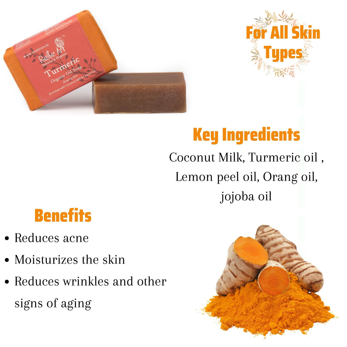 Turmeric Soap (100gm), Rustic Art